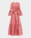 Valentino Houndstooth-pattern Maxi Dress In Ivory Multi