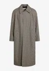 Valentino Coat With Vichy Pattern In Cotton And Wool In Sand