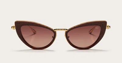 Valentino Viii - White Gold / Crystal Burgundy Sunglasses In Brown