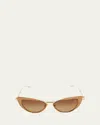Valentino Logo Cat-eye Frame Sunglasses In Light Gold Crystal Medium Brown