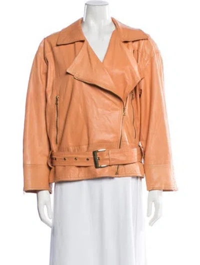 Pre-owned Valentino Vintage 1980's Biker Jacket In Orange