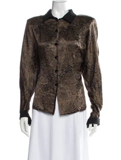 Pre-owned Valentino Vintage 1980's Blouse In Brown