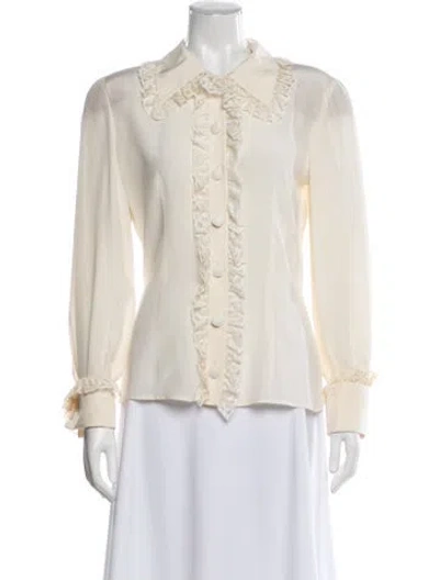 Pre-owned Valentino Vintage 1980's Blouse In White