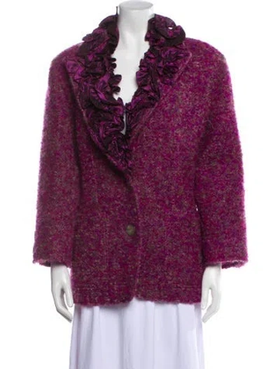 Pre-owned Valentino Vintage 1980's Faux Fur Jacket In Purple