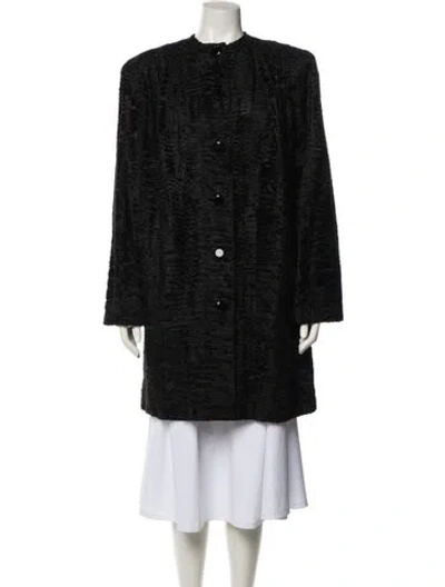 Pre-owned Valentino Vintage 1980's Fur Coat In Black