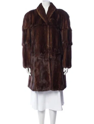 Pre-owned Valentino Vintage 1980's Fur Coat In Brown