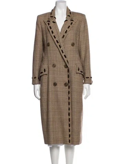 Pre-owned Valentino Vintage 1980's Peacoat In Brown