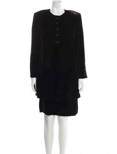 Pre-owned Valentino Vintage 1980's Skirt Suit In Brown