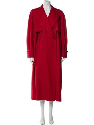 Pre-owned Valentino Vintage 1980's Trench Coat In Red