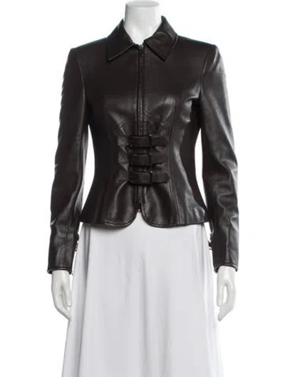Pre-owned Valentino Vintage 2000's Biker Jacket In Brown