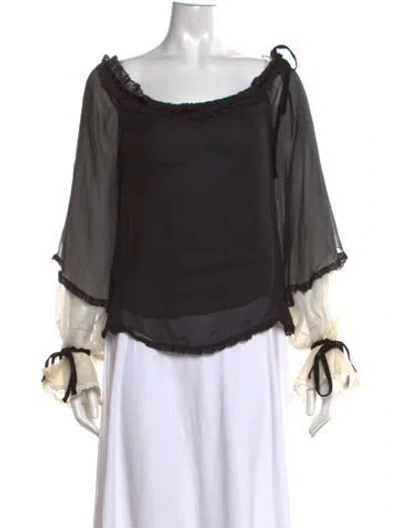 Pre-owned Valentino Vintage 2000's Blouse In Black/white