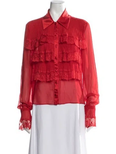 Pre-owned Valentino Vintage 2000's Blouse In Red