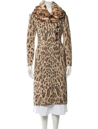 Pre-owned Valentino Vintage 2000's Faux Fur Coat In Neutral