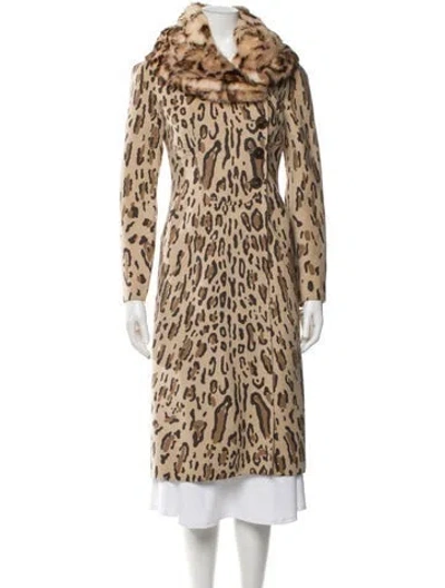 Pre-owned Valentino Vintage 2000's Faux Fur Coat In Neutrals