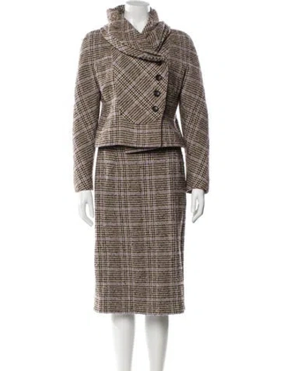 Pre-owned Valentino Vintage 2000's Skirt Suit In Brown