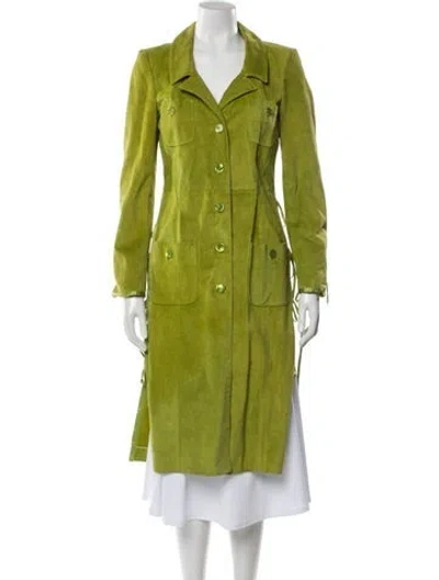 Pre-owned Valentino Vintage 2000's Trench Coat In Green