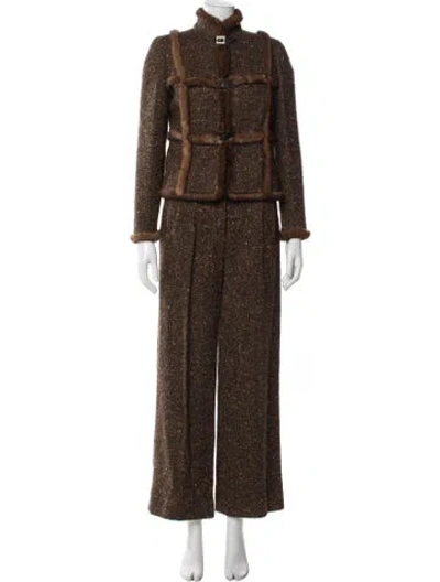 Pre-owned Valentino Vintage 2001 Pantsuit In Brown