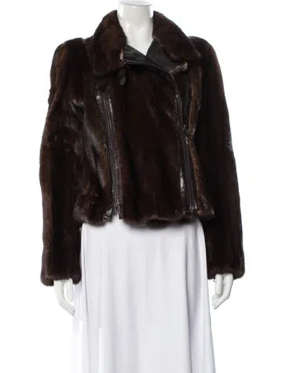 Pre-owned Valentino Vintage 2006 Fur Jacket In Brown
