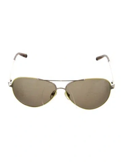 Pre-owned Valentino Vintage Aviator Sunglasses In Brown