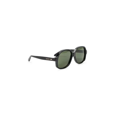 Valentino Vintage Black Acetate Sunglasses With Gold-tone Detail