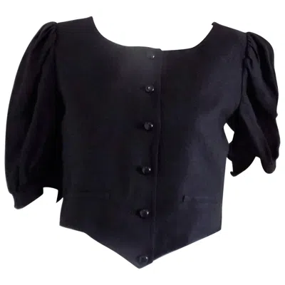 Pre-owned Valentino Vintage Black Jacket Women's Size 10 Made In Italy 1980s