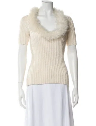 Pre-owned Valentino Vintage Cashmere Top In Neutral