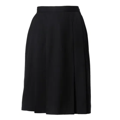 Pre-owned Valentino Vintage Classic Black Wool Skirt