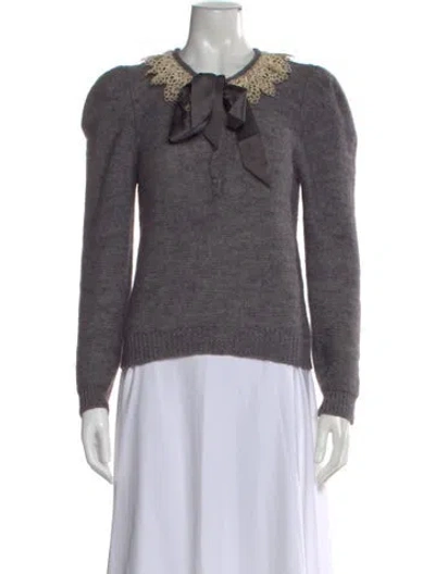 Pre-owned Valentino Vintage Crew Neck Sweater In Gray