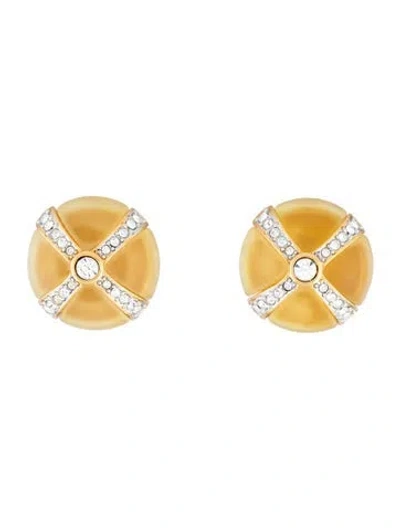 Pre-owned Valentino Garavani Vintage Crystal & Resin Clip-on Earrings In Multicolor