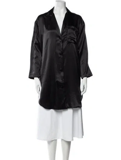 Pre-owned Valentino Vintage Embroidered Accent Pajamas In Black
