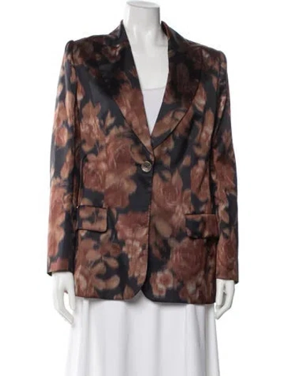 Pre-owned Valentino Vintage Floral Print Blazer In Brown