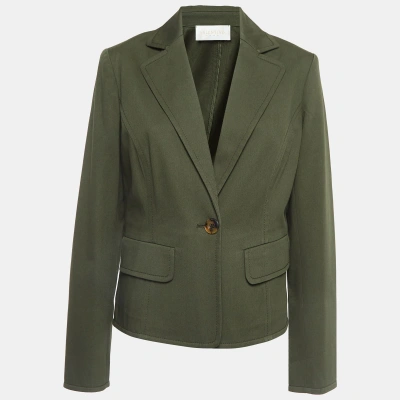 Pre-owned Valentino Vintage Green Cotton Twill Single Breasted Blazer L