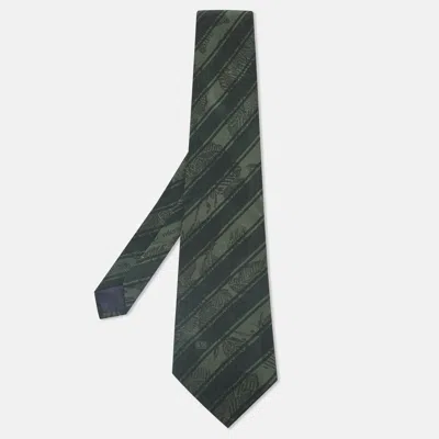 Pre-owned Valentino Garavani Vintage Green Printed Silk Traditional Tie