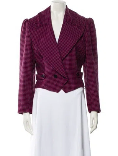 Pre-owned Valentino Vintage Houndstooth Print Blazer In Pink