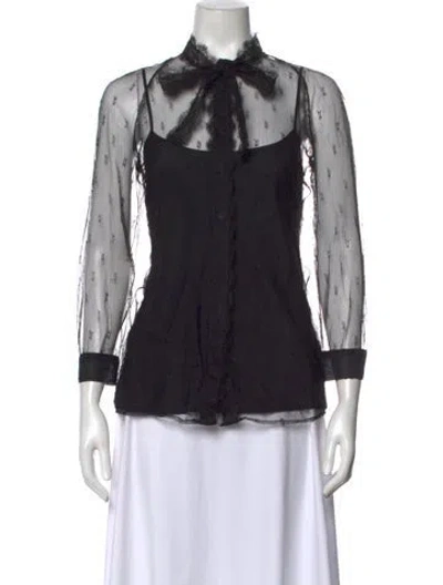Pre-owned Valentino Vintage Lace Blouse In Black
