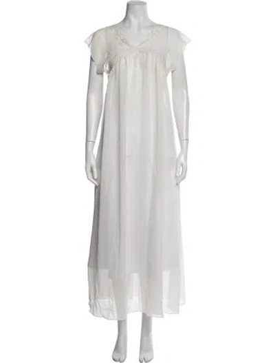 Pre-owned Valentino Vintage Lace Pattern Nightgown In Neutrals