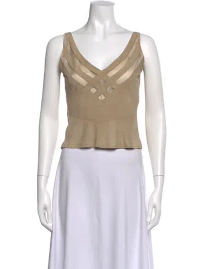 Pre-owned Valentino Vintage Lamb Leather Top In Neutral