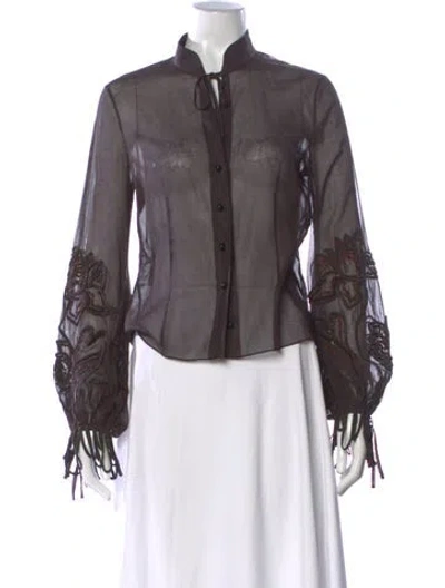 Pre-owned Valentino Vintage Late 1990's - Early 2000's Blouse In Gray