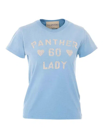 Valentino Panther Lady Printed T-shirt In Blue