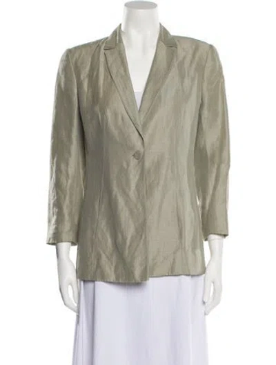 Pre-owned Valentino Vintage Linen Blazer In Gray