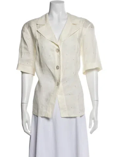 Pre-owned Valentino Vintage Linen Blazer In Multi