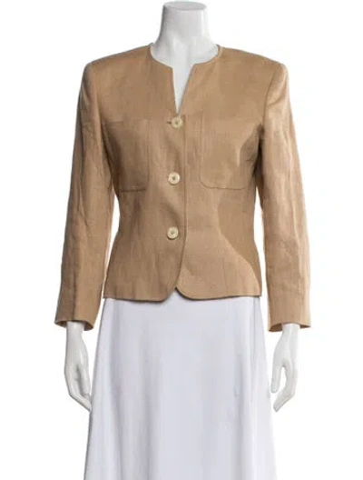 Pre-owned Valentino Vintage Linen Blazer In Neutral