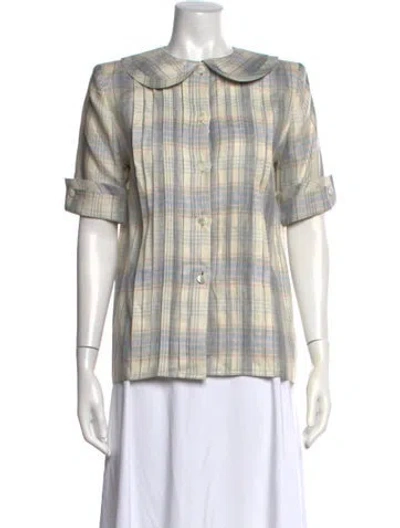 Pre-owned Valentino Vintage Linen Blouse In Neutrals