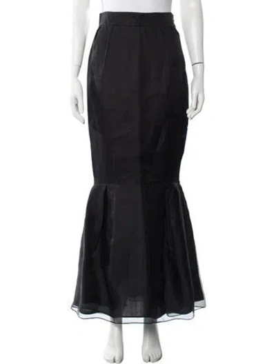 Pre-owned Valentino Vintage Long Skirt In Black
