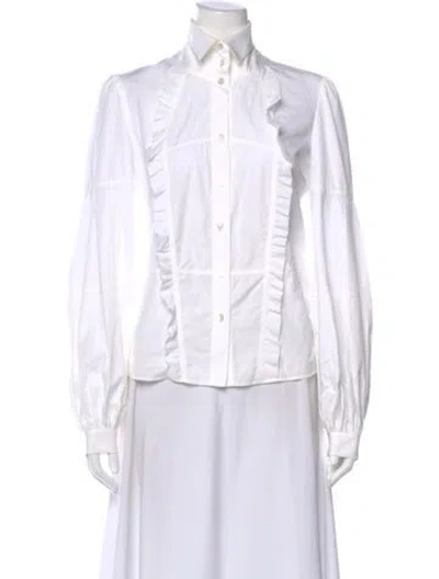 Pre-owned Valentino Vintage Long Sleeve Blouse In Neutral