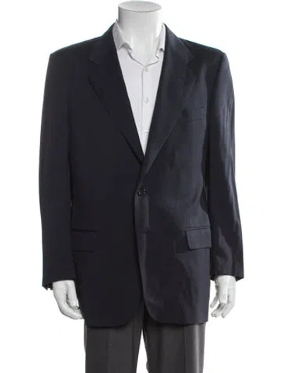 Pre-owned Valentino Vintage Merino Wool Blazer In Blue