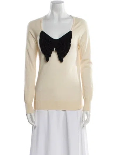 Pre-owned Valentino Vintage Merino Wool Sweater In Neutral