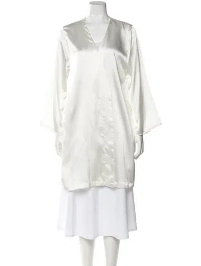 Pre-owned Valentino Vintage Mesh Accents Robe In White