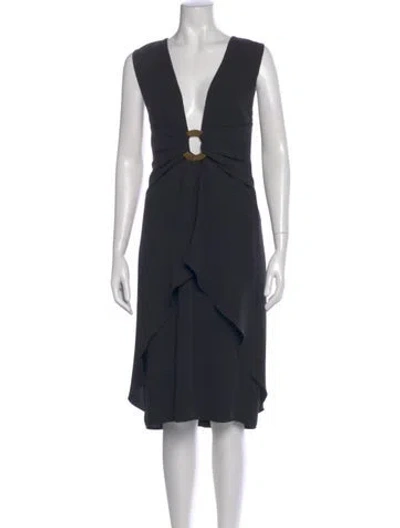 Pre-owned Valentino Vintage Midi Length Dress In Black