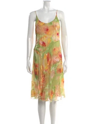 Pre-owned Valentino Vintage Midi Length Dress In Green
